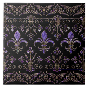 Fleur-de-lis-sierandel Amethyst-paars Tegeltje