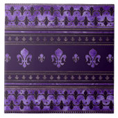 Fleur-de-lis-sierandel Amethyst-paars Tegeltje (Voorkant)