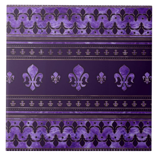 Fleur-de-lis-sierandel Amethyst-paars Tegeltje (Voorkant)