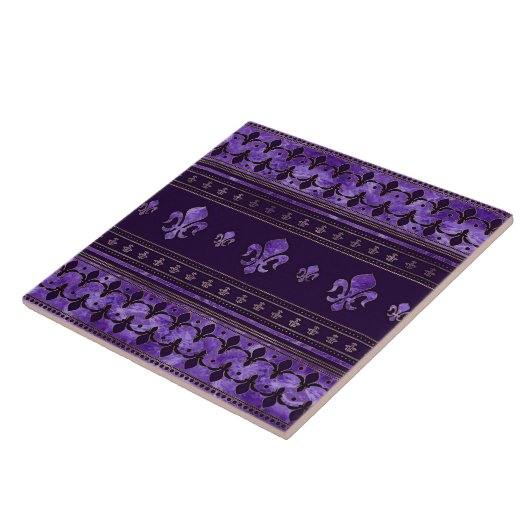 Fleur-de-lis-sierandel Amethyst-paars Tegeltje (Zijkant)