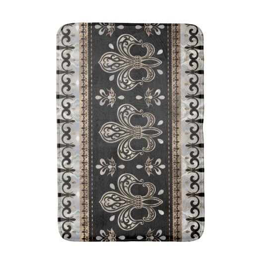 Fleur-de-lis-sierbloem - Pearl en Gold Badmat (Voorkant Verticaal)