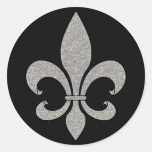 Fleur de lis Silver en Black Stickers