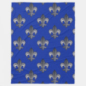 Fleur de lis Silver en Blue Fleece Deken (Voorkant)