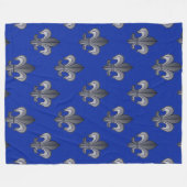 Fleur de lis Silver en Blue Fleece Deken (Voorkant (Horizontaal))