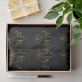 Fleur De Lis Simple Elegant Black en Gold Tissuepapier (Geschenk)