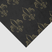Fleur De Lis Simple Elegant Black en Gold Tissuepapier (Detail)