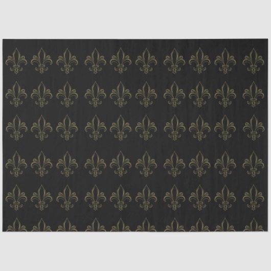 Fleur De Lis Simple Elegant Black en Gold Tissuepapier (Voorkant)