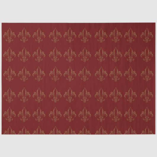 Fleur De Lis Simple Elegant Red en Gold Tissuepapier (Voorkant)