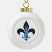 Fleur De Lis Snowman met licht op Keramische Bal Ornament (Voorkant)
