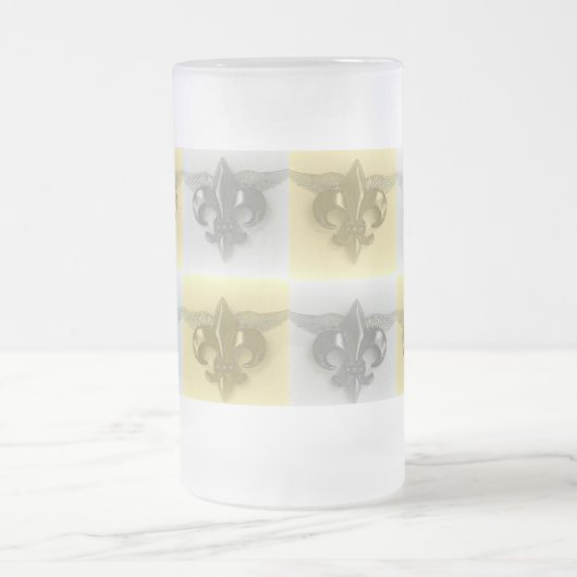 FLEUR DE LIS, SOFT GOLD EN SILVER PRINT - MATGLAS BIERPUL (Center)