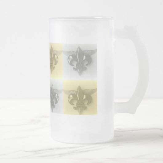 FLEUR DE LIS, SOFT GOLD EN SILVER PRINT - MATGLAS BIERPUL (Rechts)