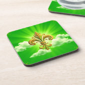 Fleur de Lis St. Patrick's Day Bier Onderzetter (Linkerzijde)