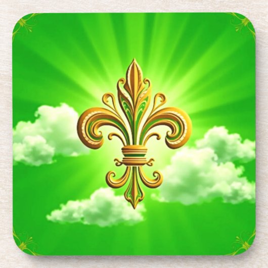 Fleur de Lis St. Patrick's Day Bier Onderzetter (Voorkant)
