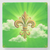 Fleur de Lis St. Patrick's Day Stenen Onderzetter (Voorkant)