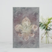 Fleur De Lis stationery-optionele lijnen Briefpapier (Staand voorkant)