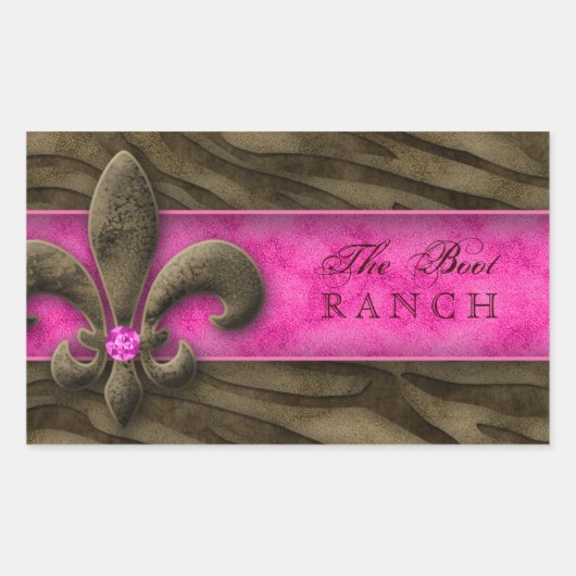 Fleur de Lis Sticker Bruin Roze Zebra Sieraden (Voorkant)