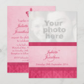 Fleur De Lis stijl roze foto bruiloft uitnodiging (Voorkant / Achterkant)