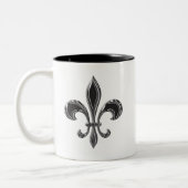 Fleur De Lis - Stripey Tweekleurige Koffiemok (Links)