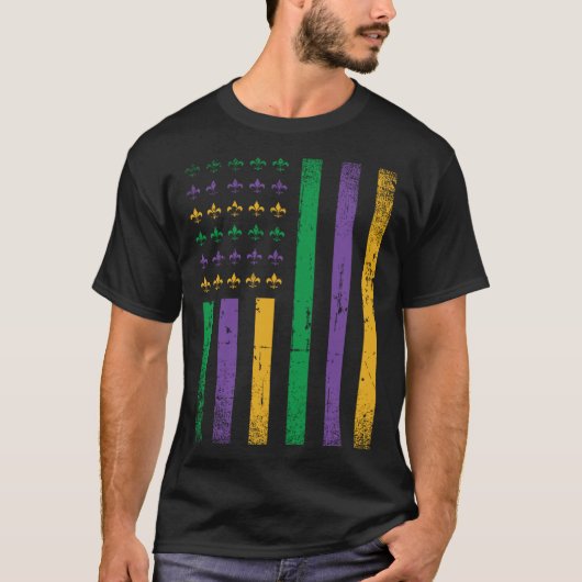 Fleur De Lis Symbol Tuesday Mardi Gras Celebration T-shirt (Voorkant)