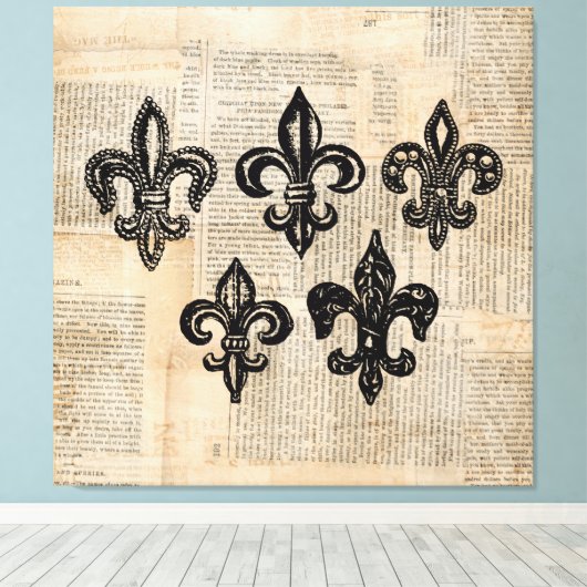  Fleur de Lis Symbols Fleur-de-lis Art Canvas Afdruk (Insitu (Houten vloer))