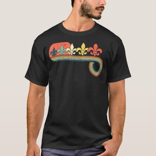 Fleur De Lis Symboö Retro  Sunset Rainbow T-shirt (Voorkant)