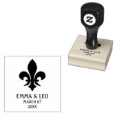 Fleur De Lis Symbool met Personaliseer Naam en dat Rubberstempel (Gestempeld)