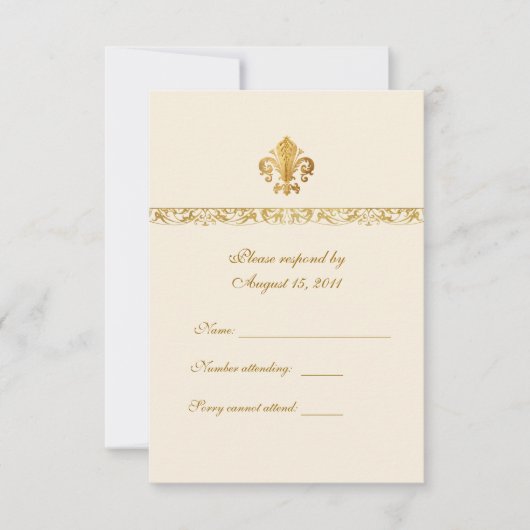 Fleur-de-lis Thmed RSVP Kaartje (Voorkant)
