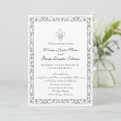 Fleur-de-lis Thmed Wedding Kaart (Staand voorkant)