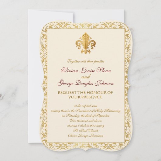 Fleur-de-lis Thmed Wedding Kaart (Voorkant)