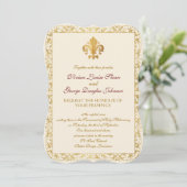 Fleur-de-lis Thmed Wedding Kaart (Staand voorkant)