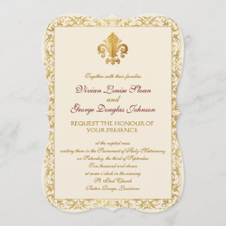 Fleur-de-lis Thmed Wedding Kaart