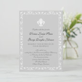 Fleur-de-lis Thmed Wedding Kaart (Staand voorkant)