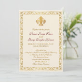 Fleur-de-lis Thmed Wedding Kaart (Staand voorkant)