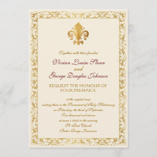 Fleur-de-lis Thmed Wedding Kaart