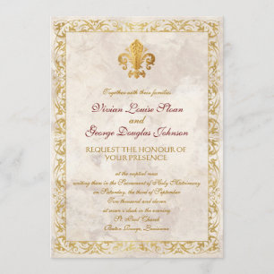 Fleur-de-lis Thmed Wedding Kaart