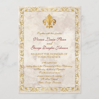 Fleur-de-lis Thmed Wedding Kaart