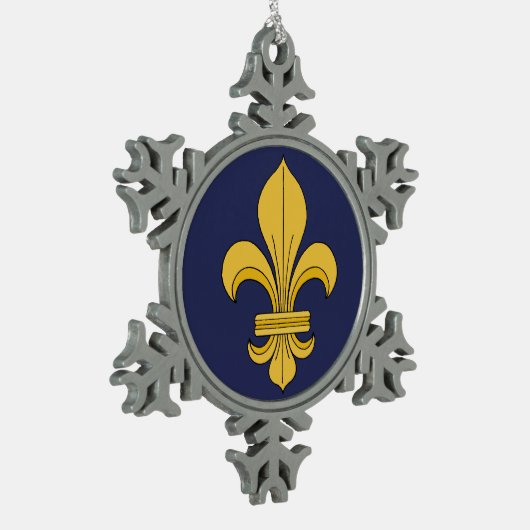 Fleur-de-lis Tin Sneeuwvlok Ornament (Links)