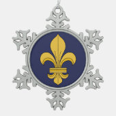 Fleur-de-lis Tin Sneeuwvlok Ornament (Voorkant)