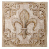 Fleur-de-Lis  travertijn marmer Tegeltje (Voorkant)