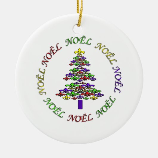 Fleur de Lis Tree Noel kerstversiering Keramisch Ornament (Voorkant)