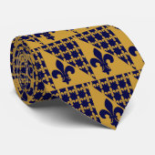 Fleur De Lis Triangle Gold Blue Stropdas (Opgerold)