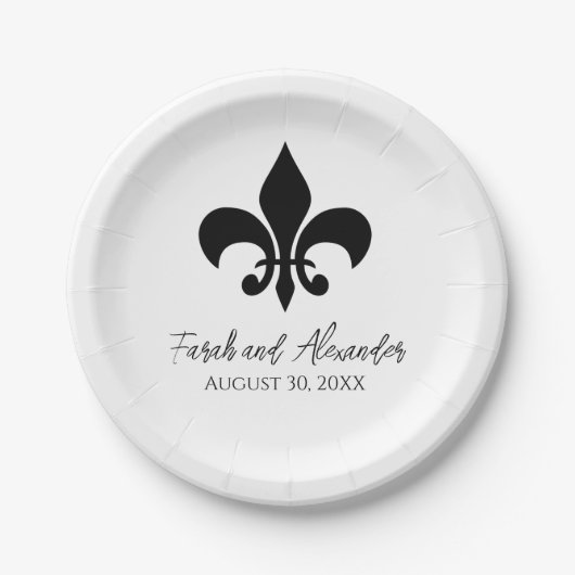 Fleur de Lis Trouwpapier Borden Papieren Bordje (Voorkant)