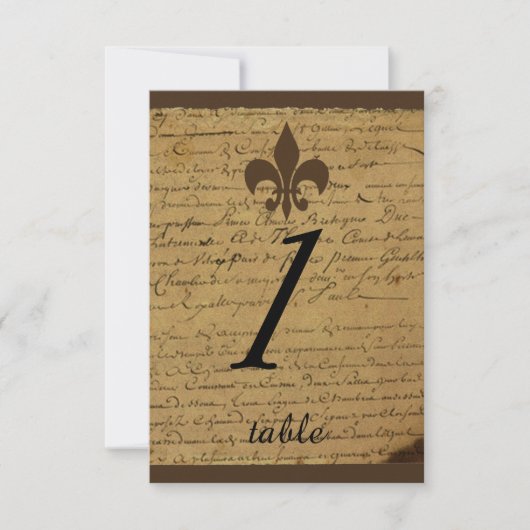 Fleur de Lis Trouwtafel kaart (Voorkant)