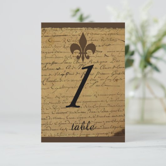  Fleur de Lis Trouwtafel kaart (Staand voorkant)