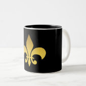 Fleur de lis tweekleurige koffiemok (Voorkant rechts)