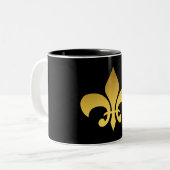 Fleur de lis tweekleurige koffiemok (Voorkant links)