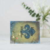 Fleur de Lis Verjaardag briefkaart (Staand voorkant)