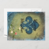 Fleur de Lis Verjaardag briefkaart (Voorkant / Achterkant)