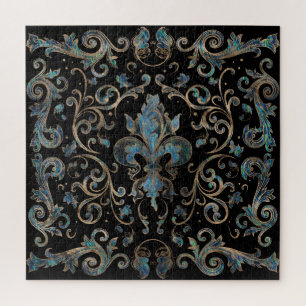 Fleur-de-lis-versiering Abalone Shell en Gold Legpuzzel