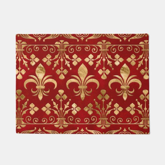 Fleur-de-lis-versiering Luxury Red Deurmat (Voorkant)